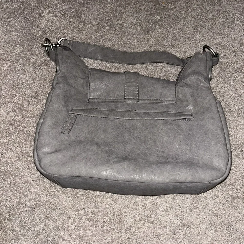 Kelly Moore Gray Leather Medium Size Spacious Hobo Camera Shoulder Bag Purse